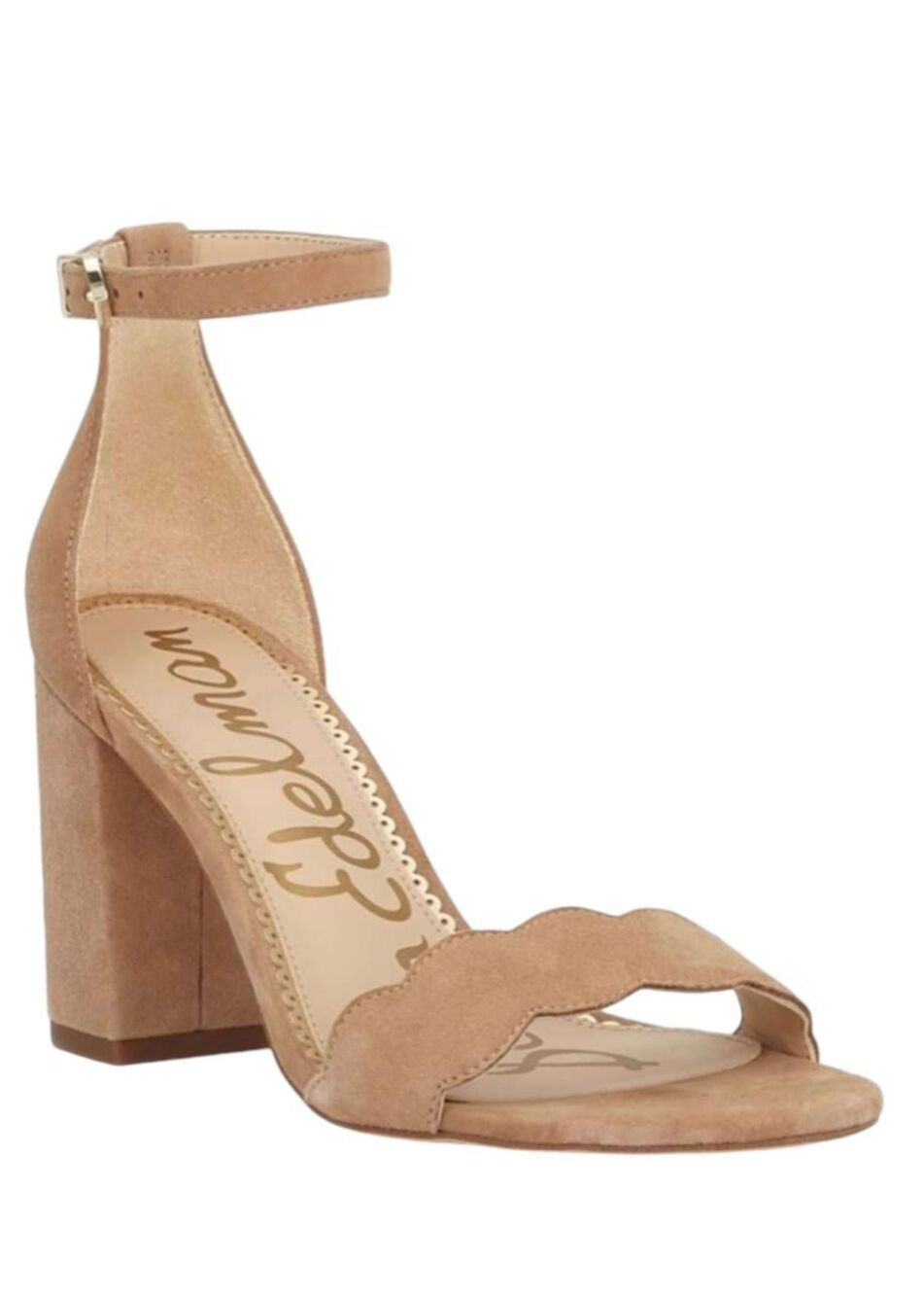 SAM EDELMAN Odila Tan Suede Scalloped Strappy Sandal Size 8M
